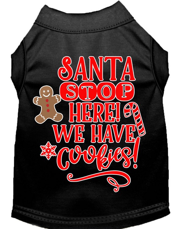 Santa, We Have Cookies Screen Print Dog Shirt Black Med